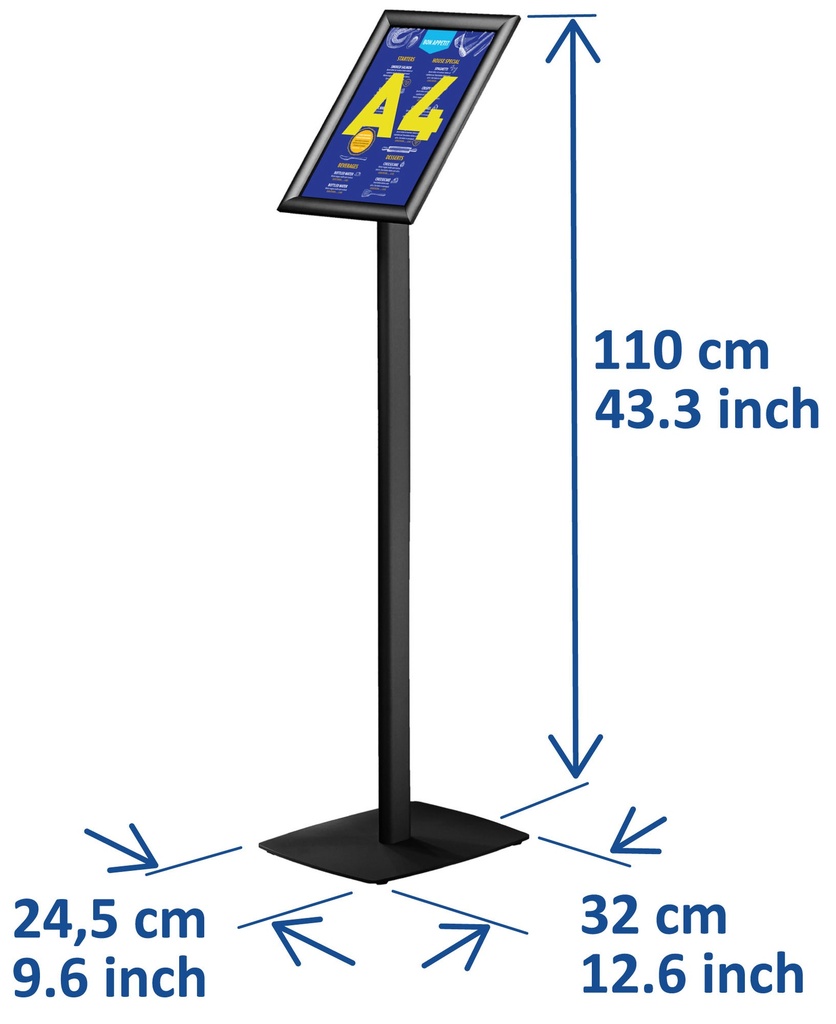 Infostand zwart met kliklijst A4 25mm