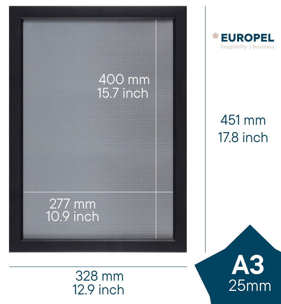 Kliklijst A3 25mm mat zwart