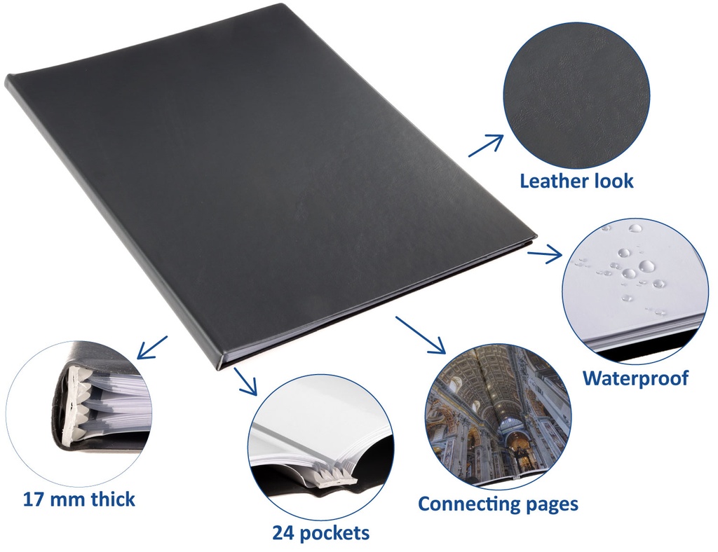 Showalbum Rillstab "Original" A3 zwart - 24 tassen