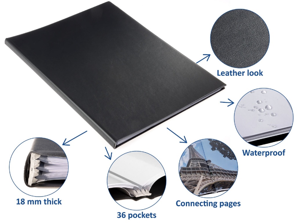 Showalbum Rillstab "Original" A3 zwart - 36 tassen