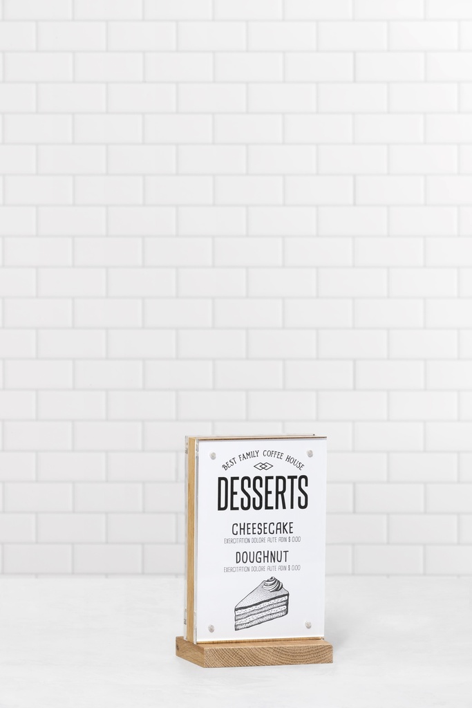 Kaarthouder Acryl/hout/magneet A6