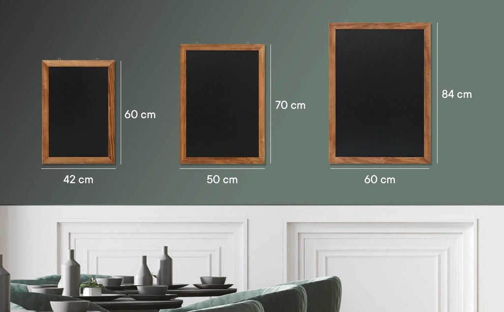 Wandkrijtbord met lijst 60x84cm natural