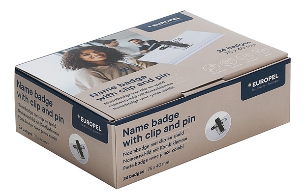 Badge clip + speld 75 x 40 mm / 24 stuks