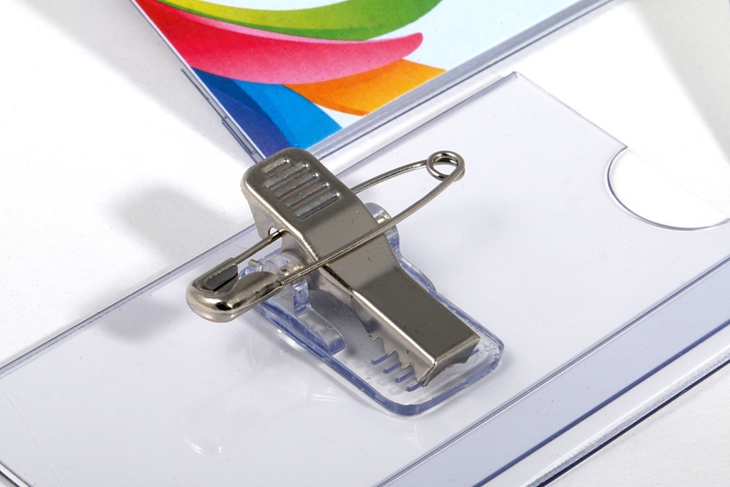 Badge clip + speld 75 x 40 mm / 24 stuks