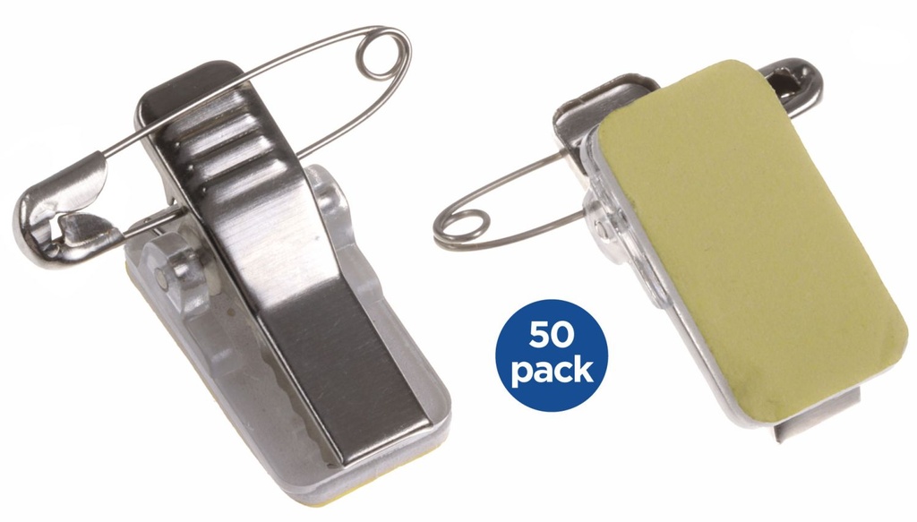 Clip/Speld zelfklevend voor badge 23x13 mm / 50 stuks