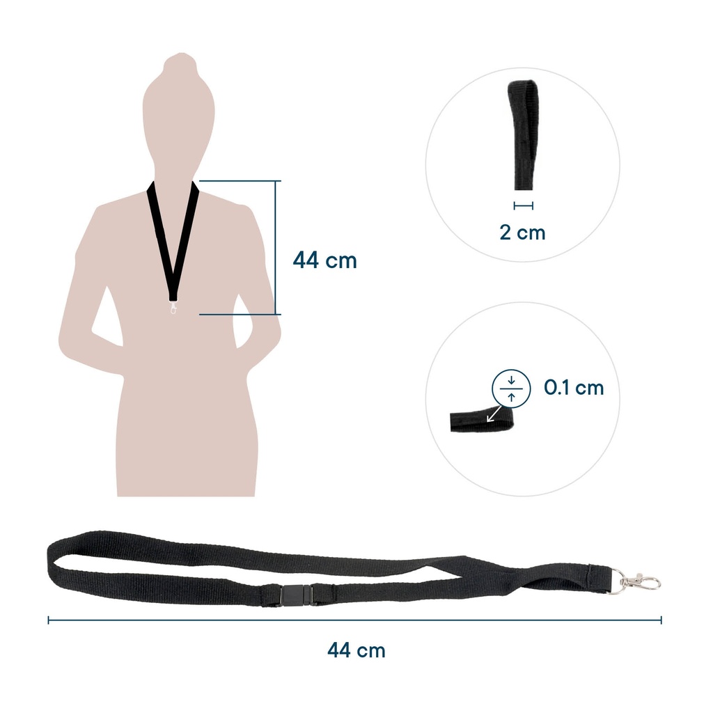 Badgekoord zwart10 stuks