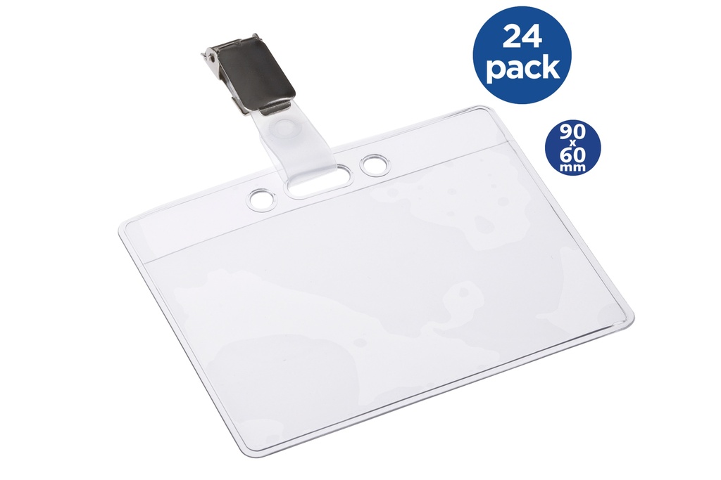 Badge strip + clip 90 x 60 mm / 24 stuks
