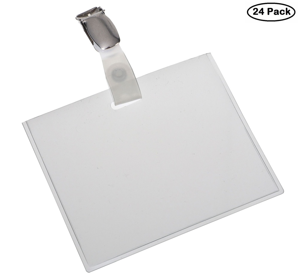 Badge / Pashouder gesloten strip+clip 90x60mm / 24 stuks