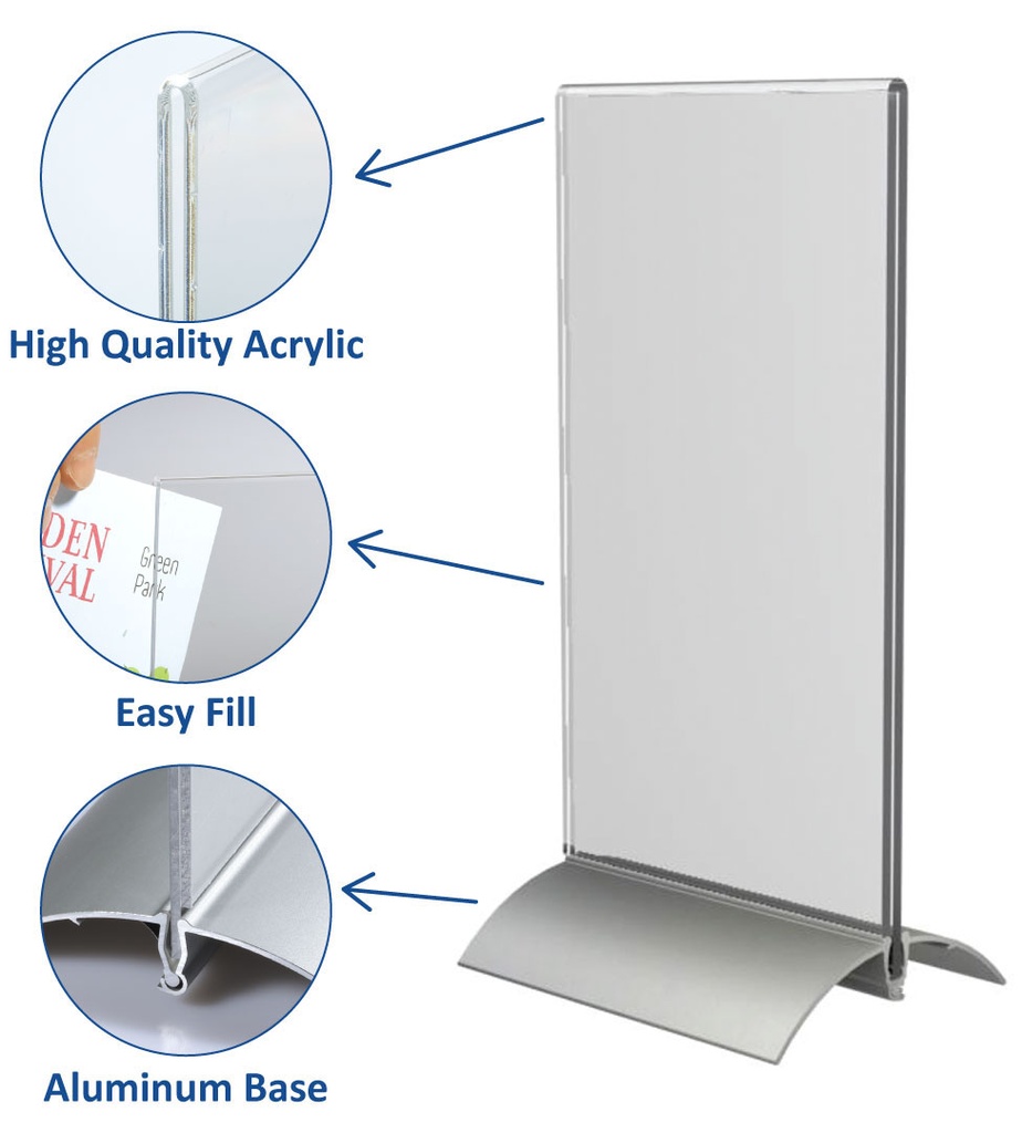 Kaarthouder T-standaard A4 acryl/aluminium