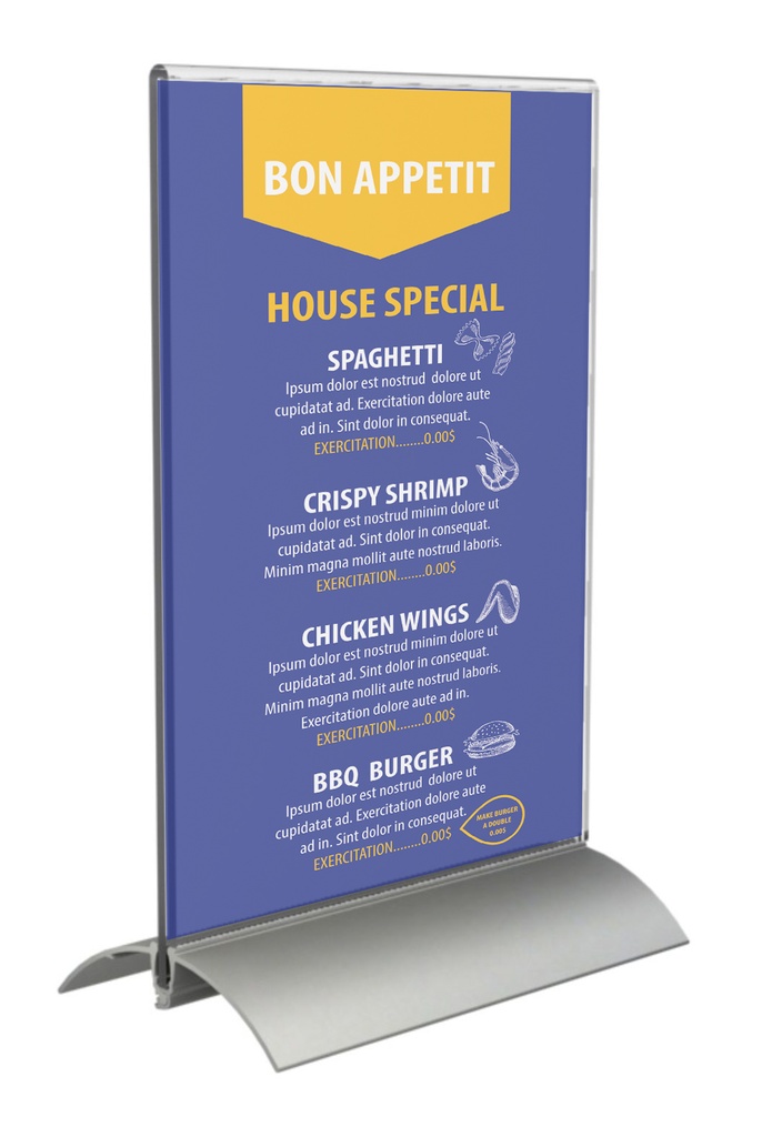 Kaarthouder T-standaard A5 acryl/aluminium