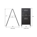 Krijt stoepbord DeLux 66x128 cm met topbord zwart