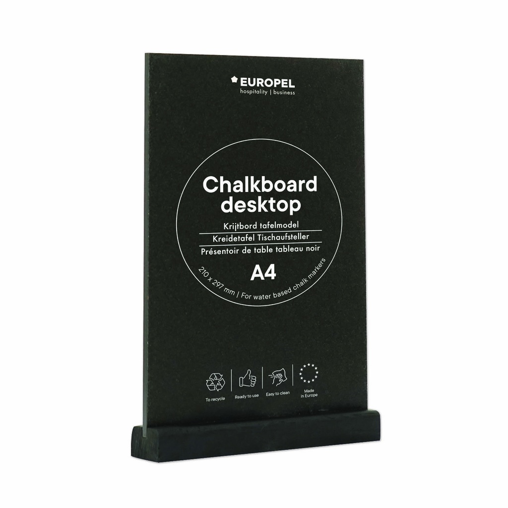Krijtbord tafelmodel A4 staand zwart
