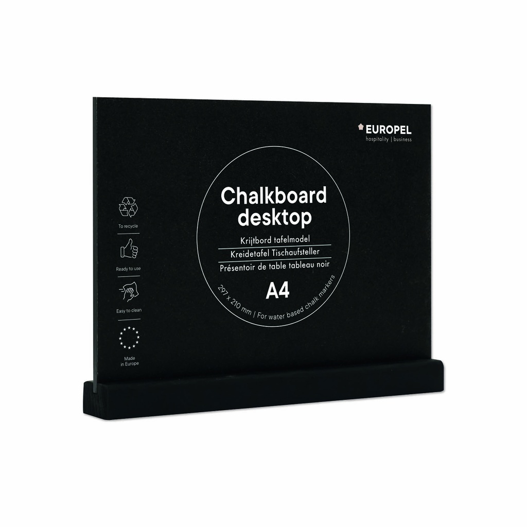 Krijtbord  tafelmodel A4 liggend zwart