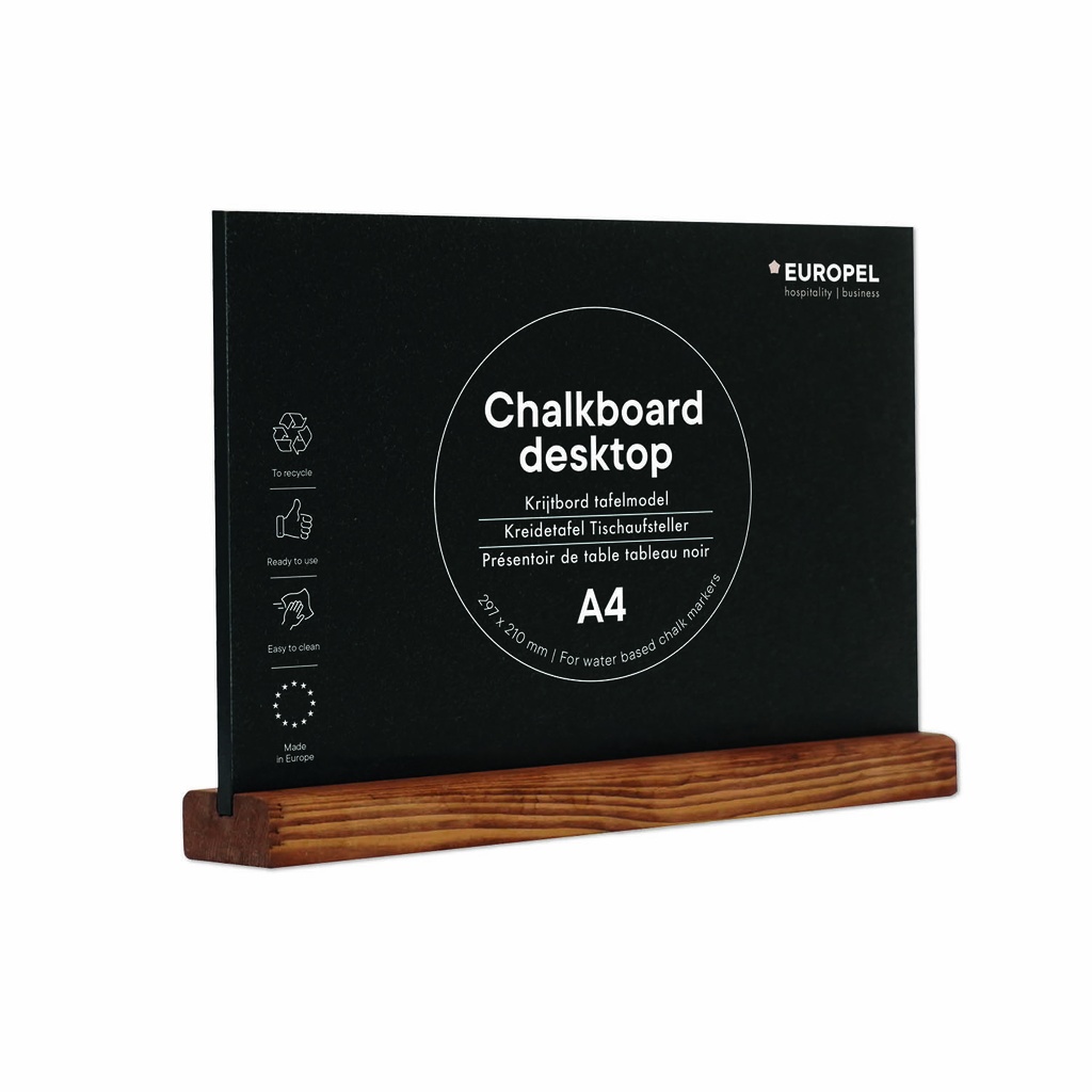 Krijtbord tafelmodel A4 liggend natuurlijke afwerking