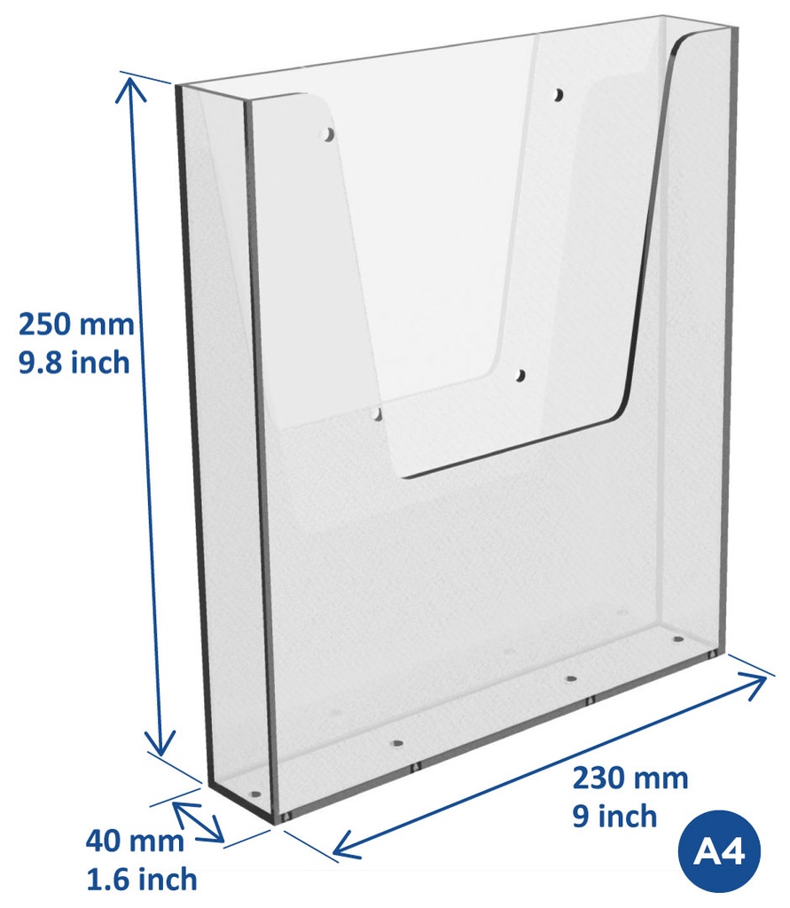 Folderbakje wand A4 transparant