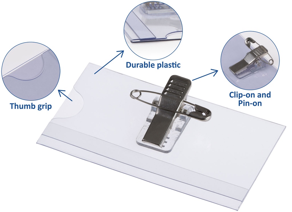 Badge clip + speld 75 x 40 mm / 24 stuks