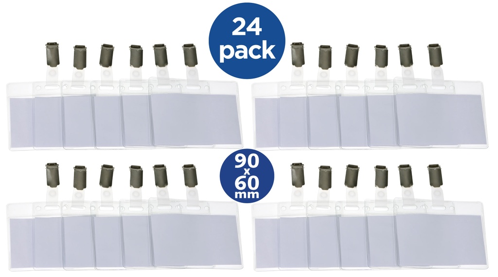 Badge strip + clip 90 x 60 mm / 24 stuks