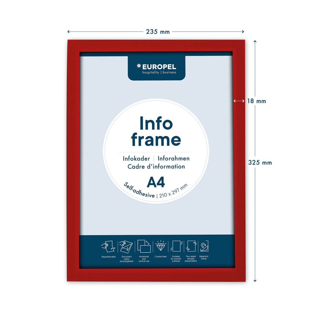 Infokader Zelfklevend set 2 stuks A4 rood