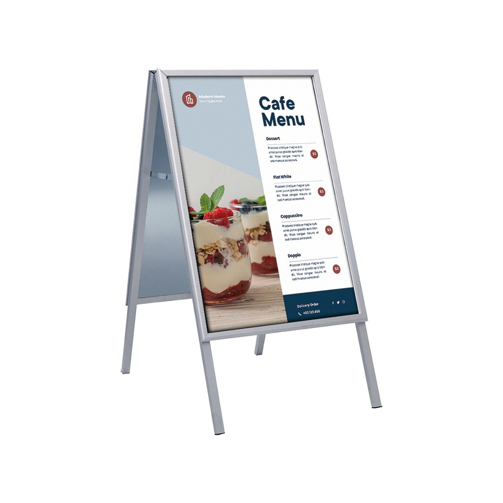 [355115] Stoepbord "123 waterbestendig" - 70x100cm (B1) - kliklijst 32mm