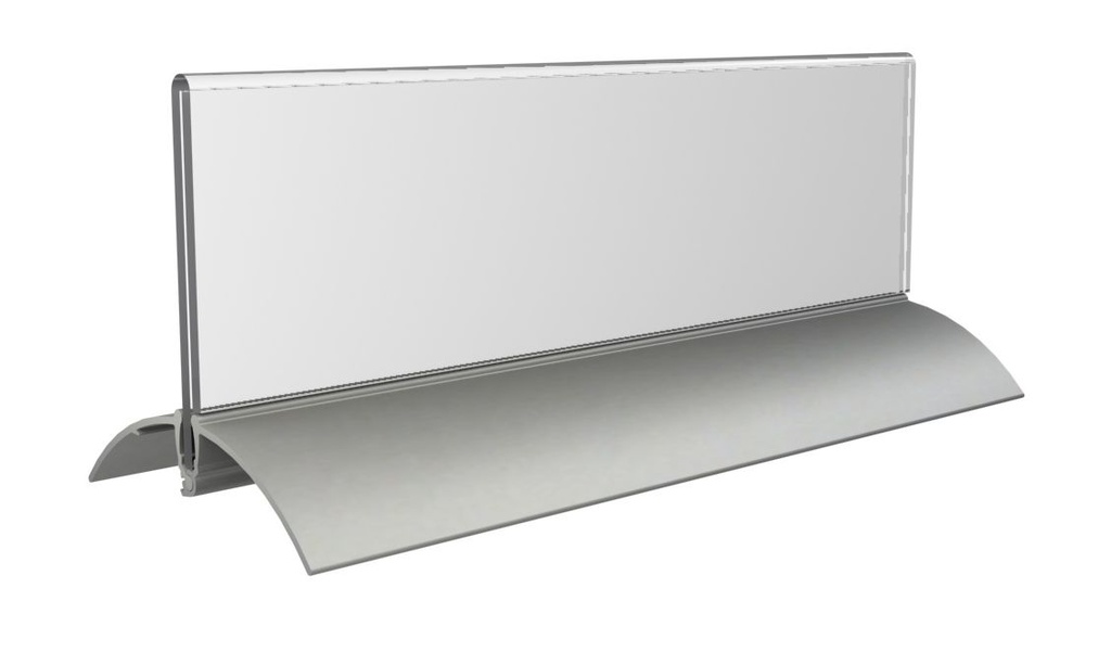 Tafelnaambordje 6,1 x 21 cm met T-standaard van aluminium.    
