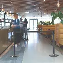 Zware afzetpaal - 94cm - chrome - met zwart lint van 250cm
