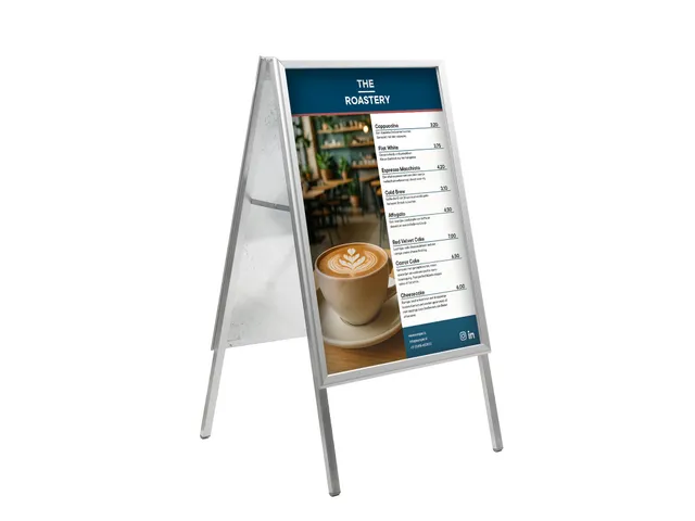[355105] Stoepbord "economy click  59,4 x 84 cm" - lijst 32 mm - zilver