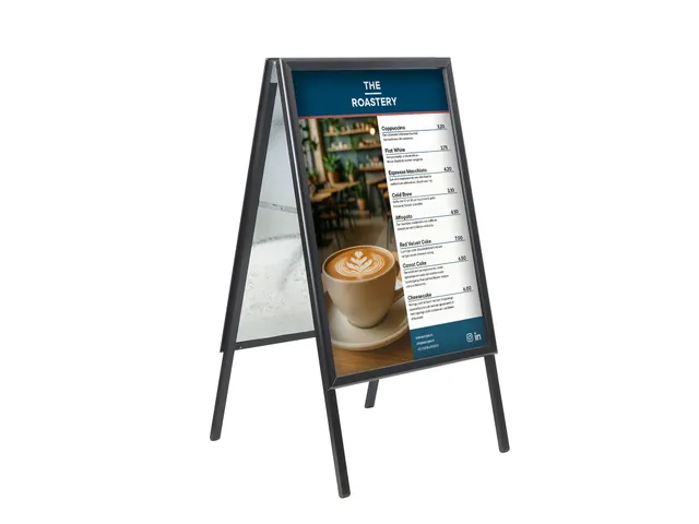 Stoepbord "economy click  59,4 x 84 cm" - lijst 32 mm - zwart
