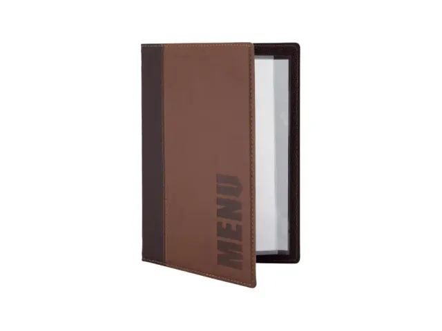 [Q552044-10] Menumap "Trendy"- A5 - 2 tassen - bruin lederlook - per 10 stuks