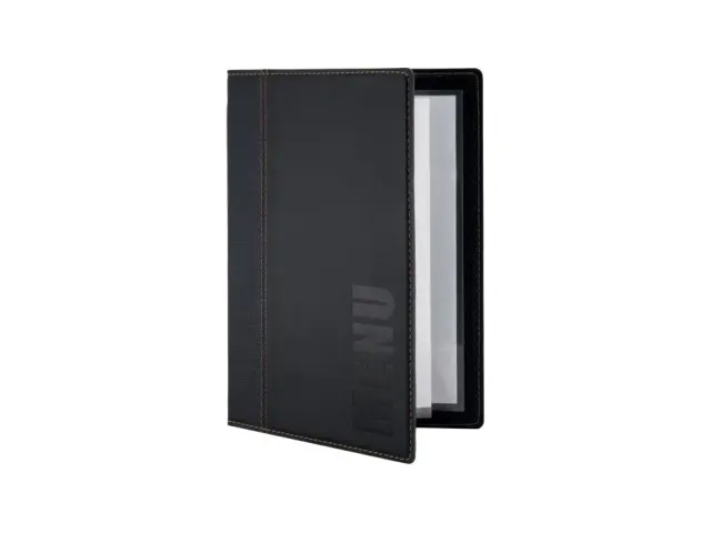 [Q552043-10] Menumap A5 "Trendy lederlook"- zwart - 2 tassen