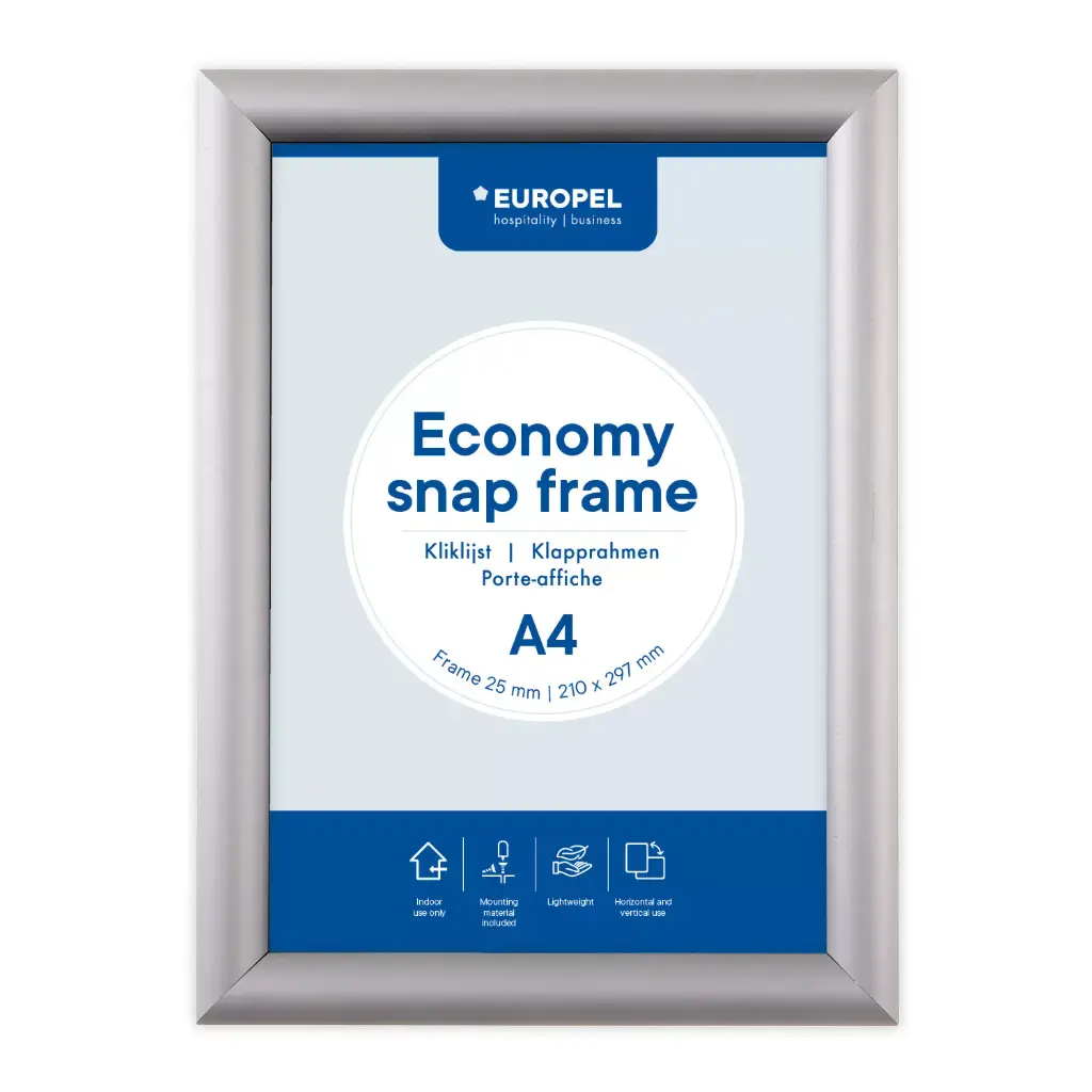 [355095] Kliklijst A4 "economy zilver"- lijst 25 mm