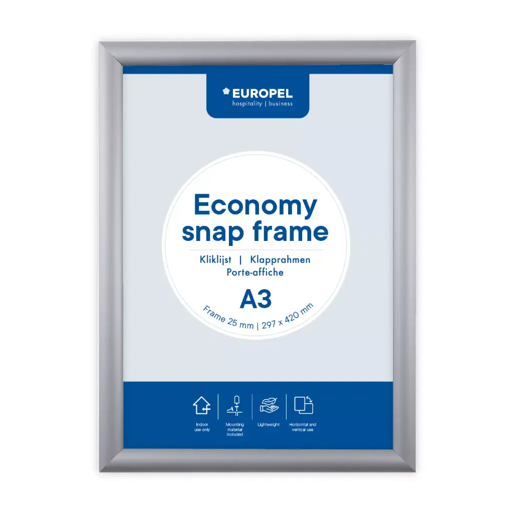 Kliklijst A3 "economy zilver" - lijst 25 mm