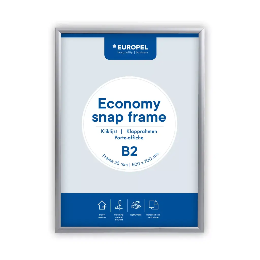 Kliklijst B2 "economy zilver" - lijst 25 mm