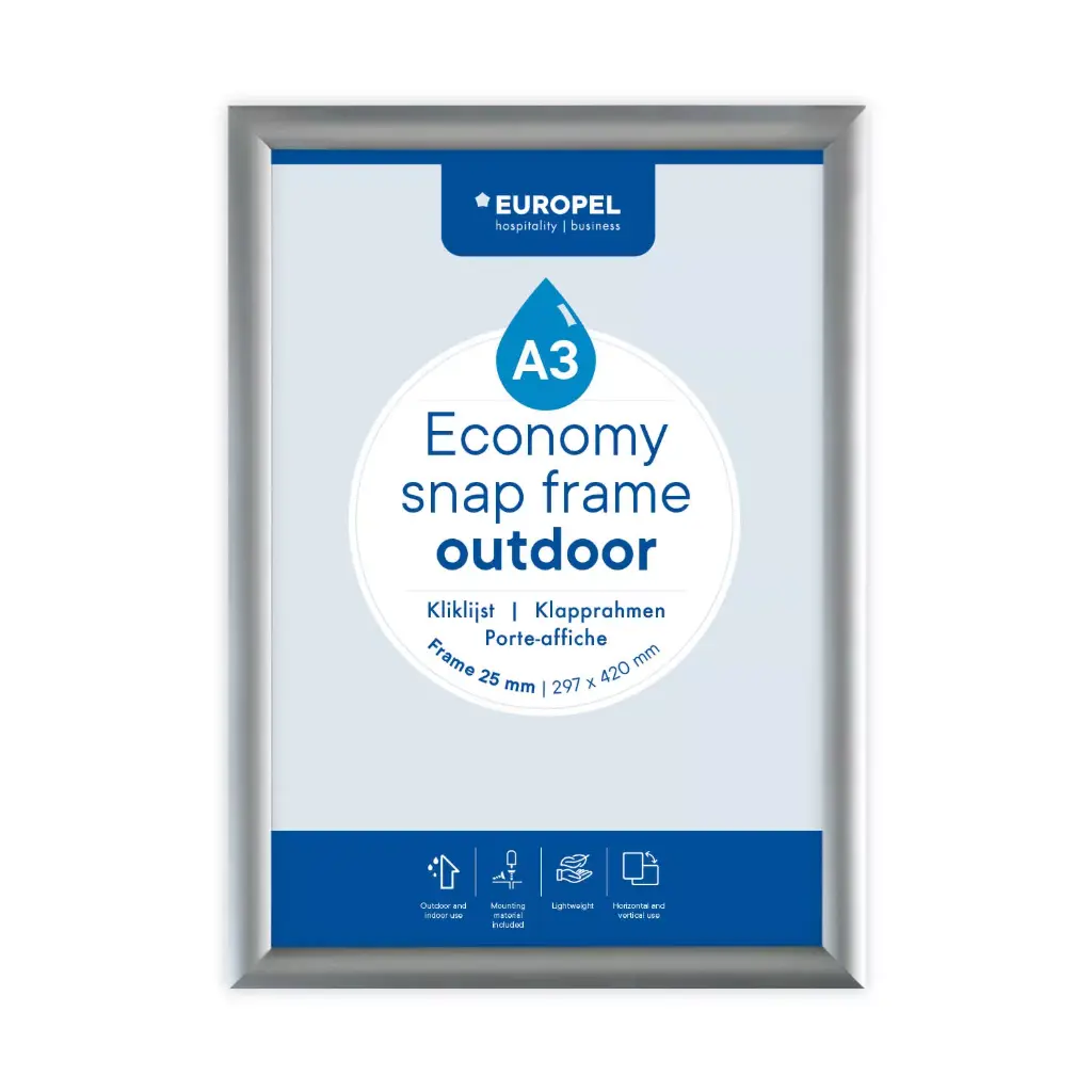 Kliklijst A3 "outdoor zilver" - lijst 25 mm