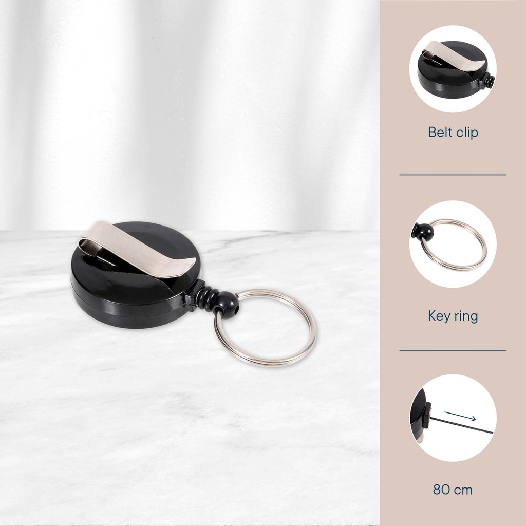 [121282-1] Afrolmechanisme - "met clip en sleutelring" -  zwart - 10 stuks