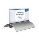 Tafelnaambordje "aluminium" - 5,2 x 10 cm - T-standaard - 10 stuks