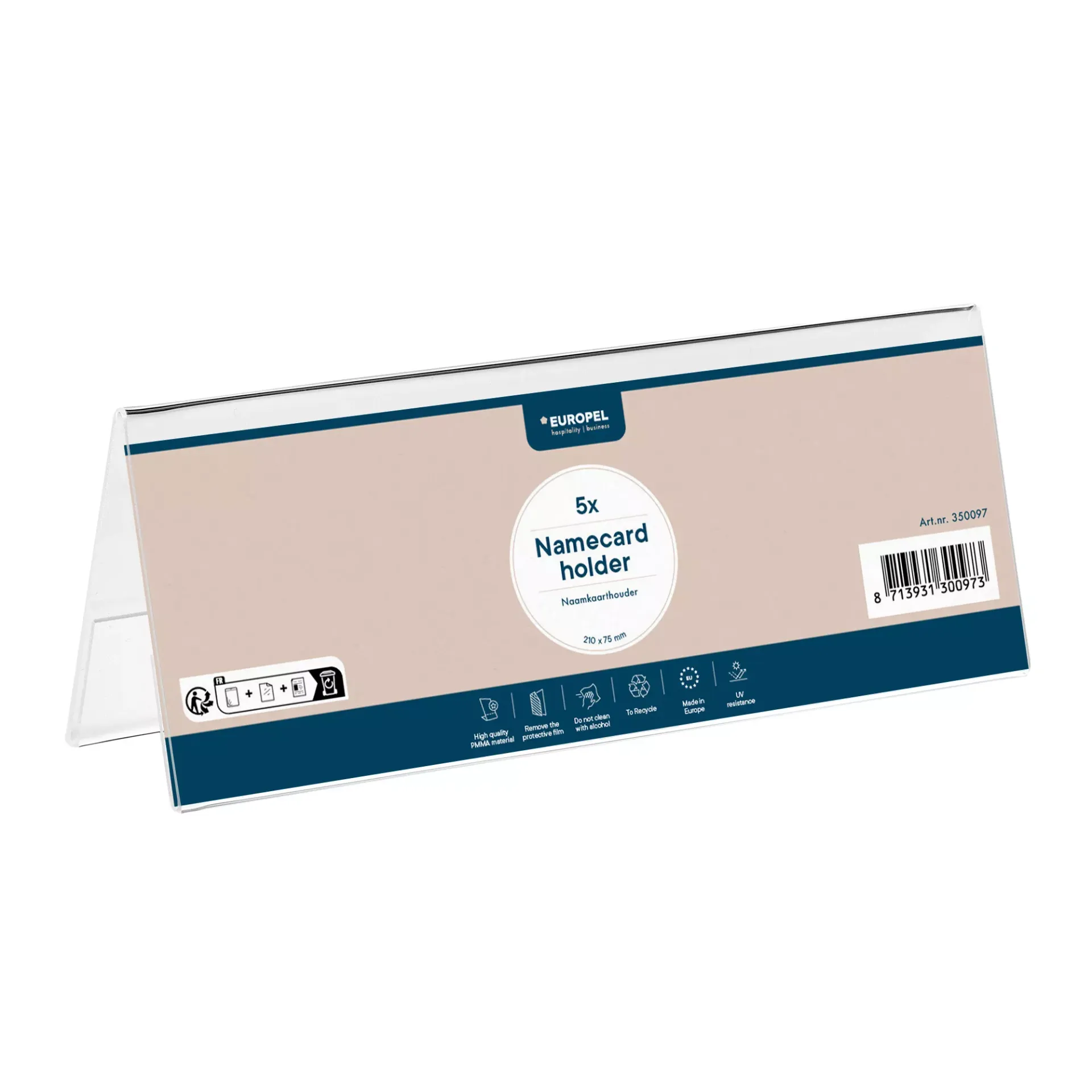 Tafelnaambordje "123" - 300 x 105 mm - tweezijdig L-model - 25 stuks