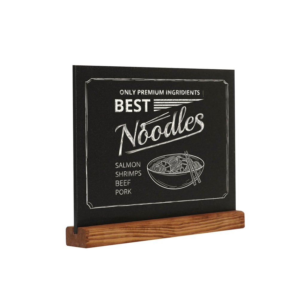 Krijtbord A4 "tafelmodel liggend" - dennenhouten voet