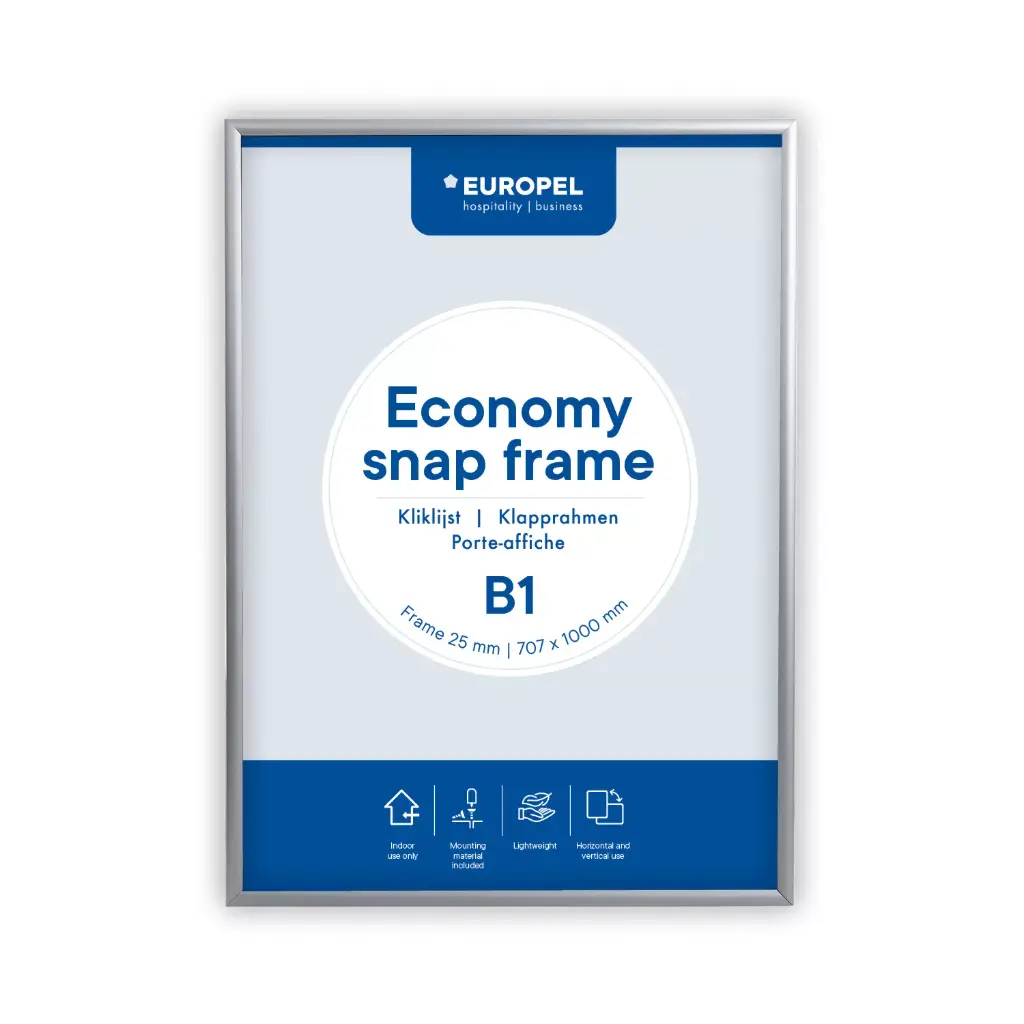 Kliklijst B1 "economy zilver" - lijst 25 mm