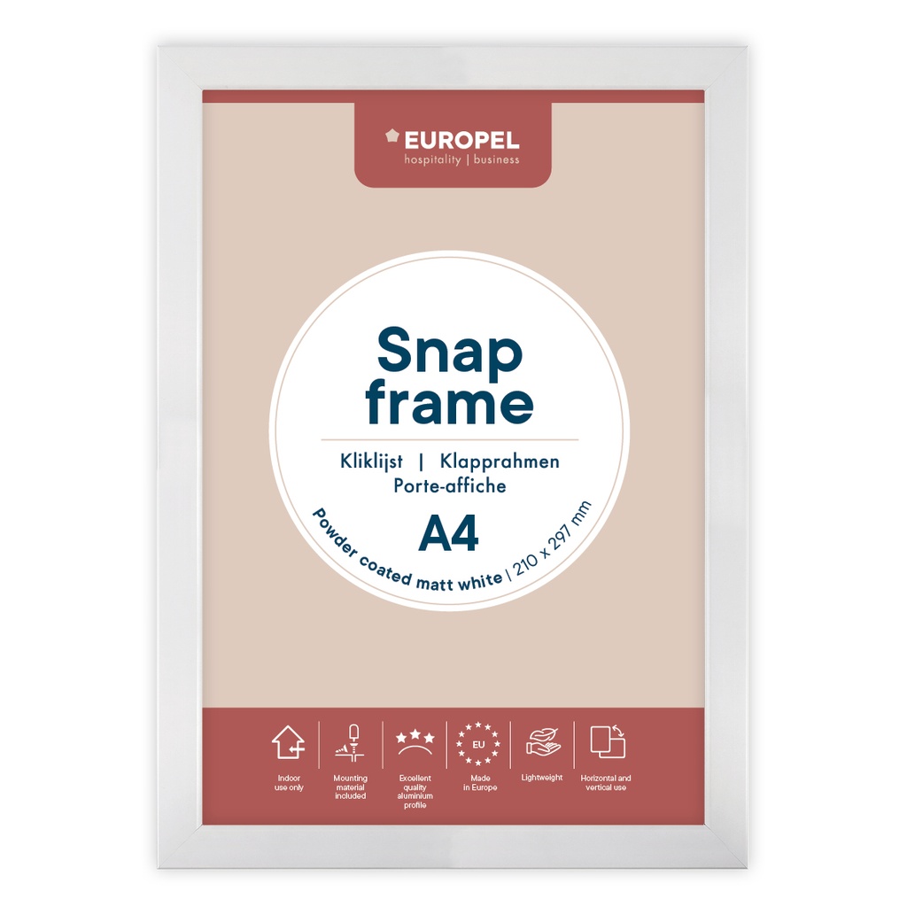 Kliklijst A4 "exclusive mat wit" - lijst 25 mm