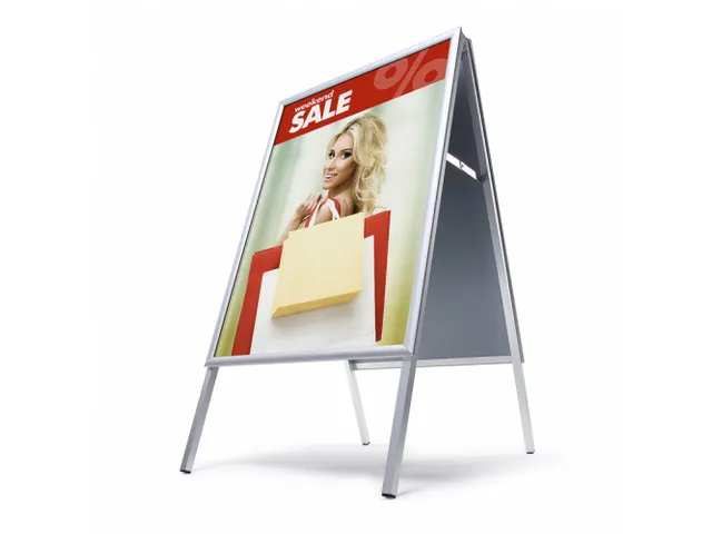 Stoepbord "design click 59,4 x 84" - lijst 25 mm - zilver