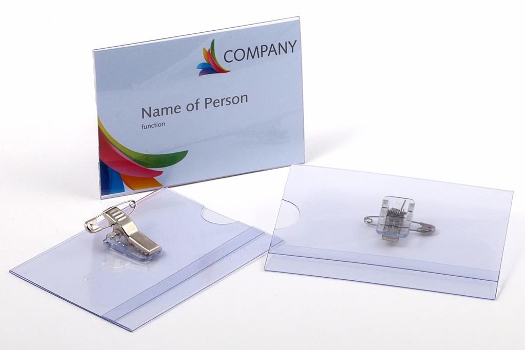 [121261 -5] Badge "met clip en speld" - 90x60mm - 120 stuks