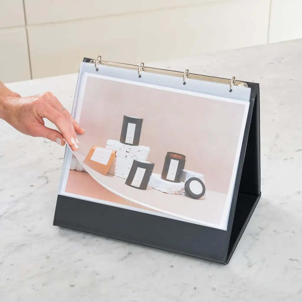 [RI93175] Flipover "A4 liggend" - zwart - compleet met 10 tassen - per 5 stuks