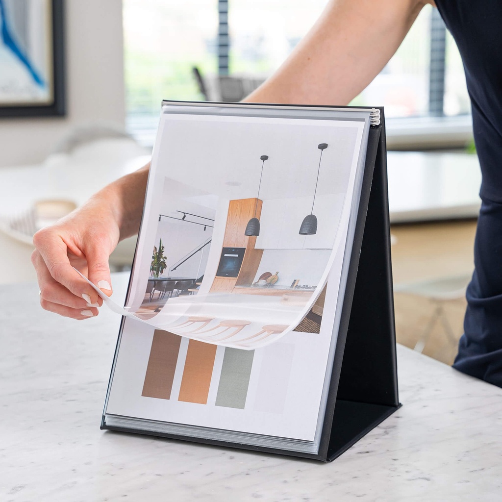 [RI93190] Flipover "A4 staand" - zwart - compleet met 20 tassen - per 5 stuks