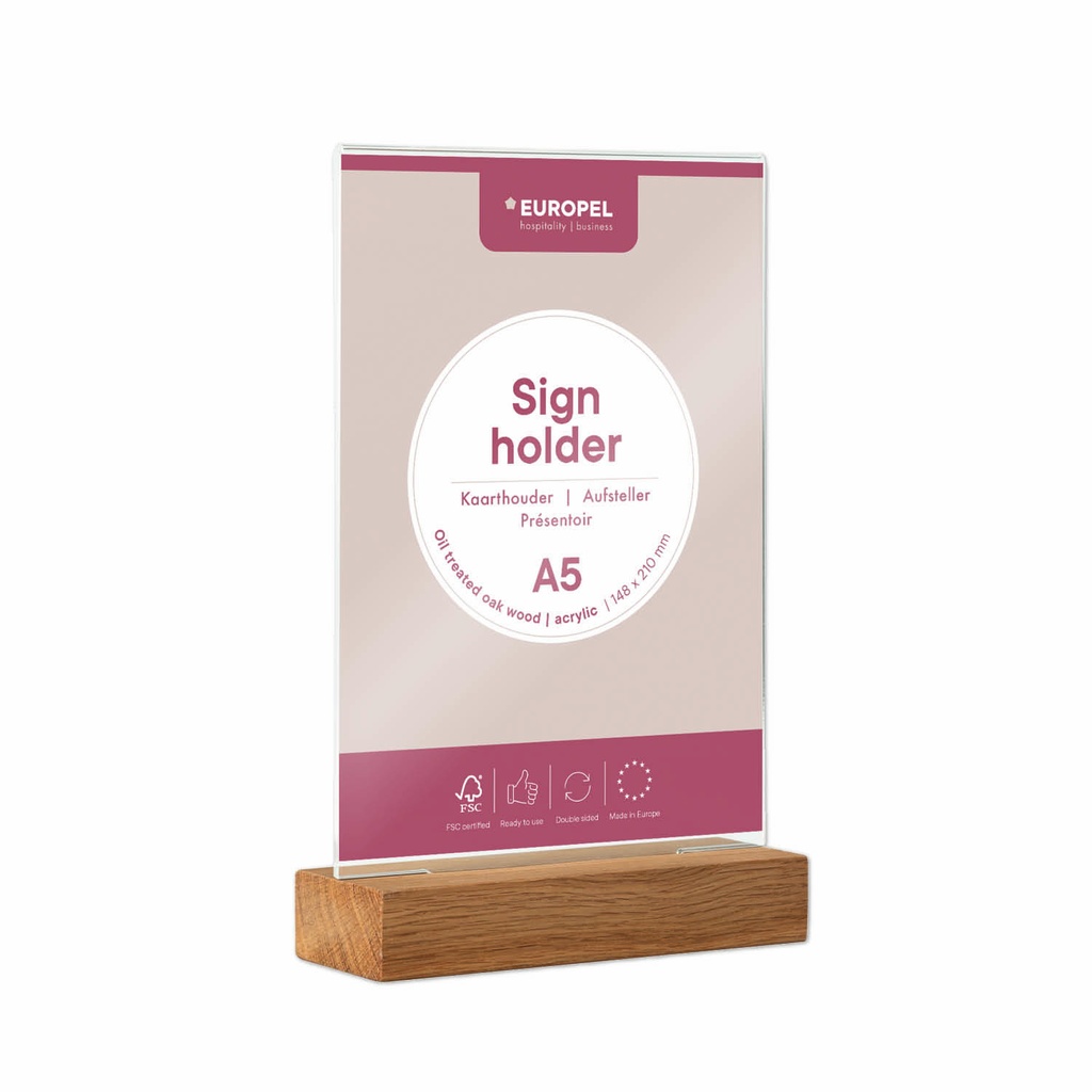 [356310-5] Kaarthouder - T standaard - "hout naturel" - A4 - per 5 stuks