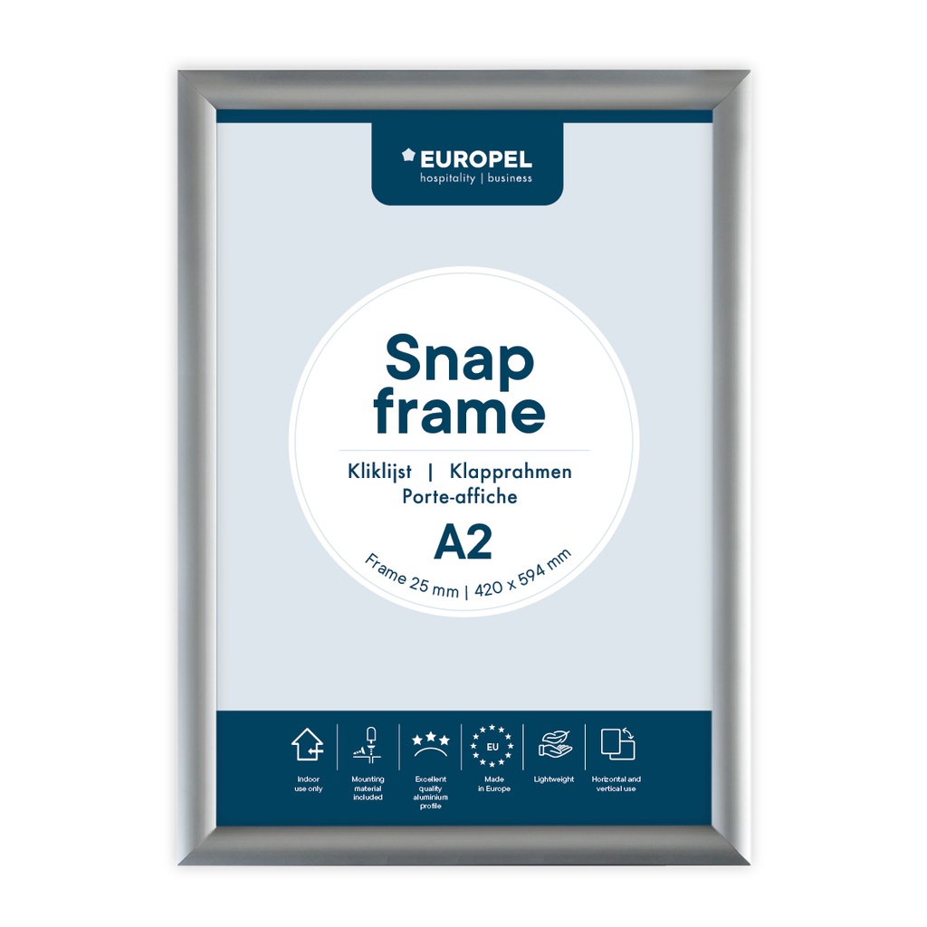 [355004] Kliklijst "A2 zilver" - frame 25mm - per 5 stuks