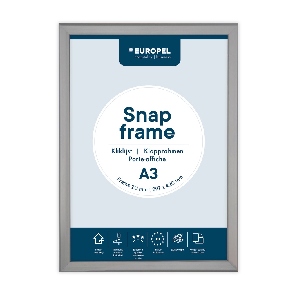 Kliklijst A3 "premium zilver" - frame 20mm