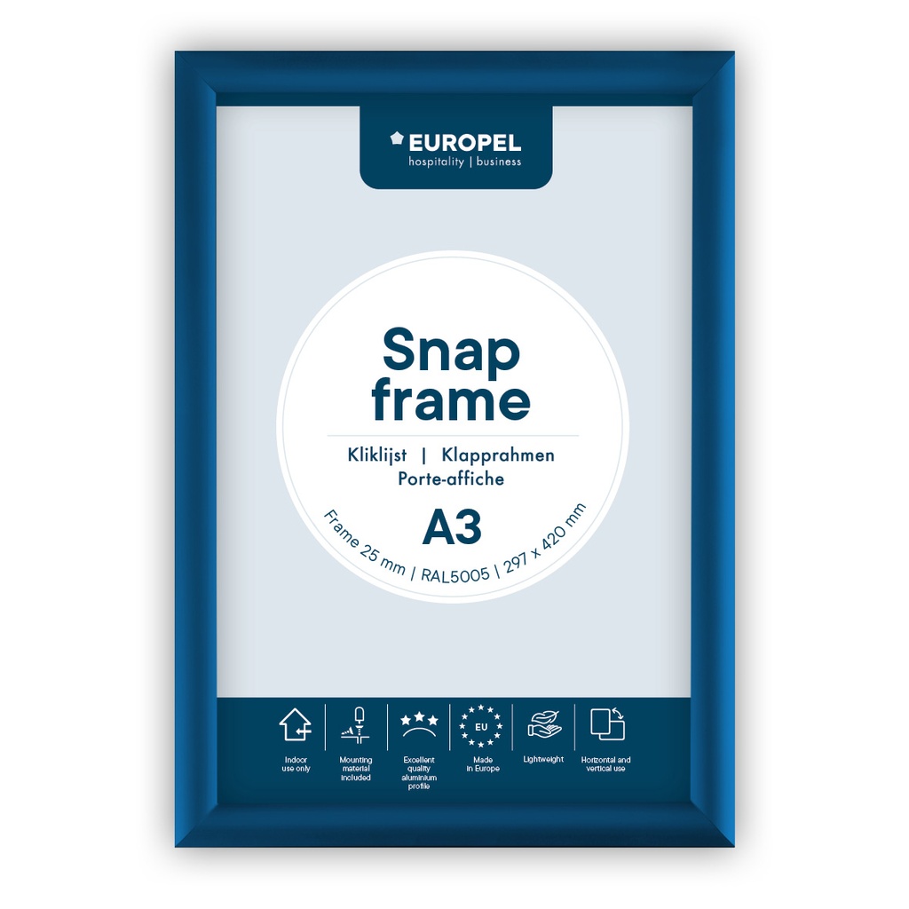 Kliklijst A3 "premium blauw" - frame 25mm