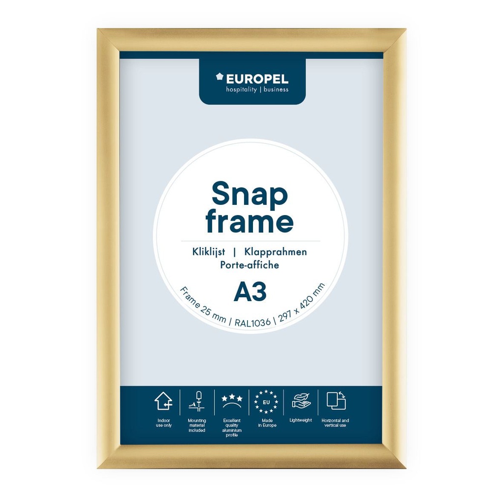 Kliklijst "A3 goud" - frame 25mm