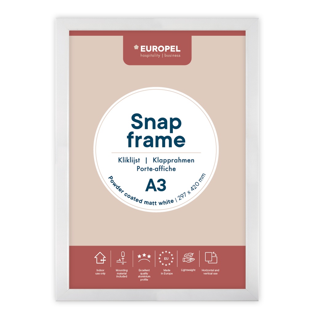 [355076] Kliklijst "A3 mat wit" - frame 25mm - per 5 stuks