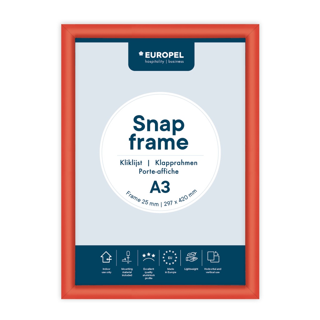 Kliklijst A3 "premium rood" - frame 25 mm